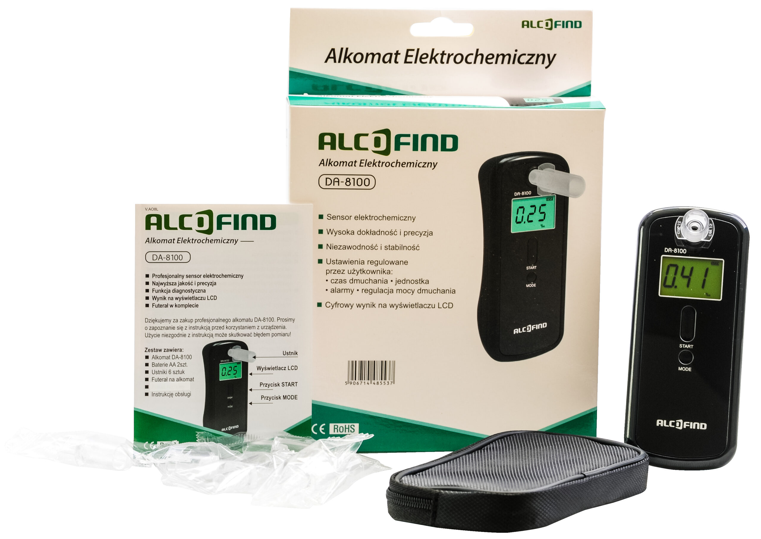 Alkomat marki AlcoFind DA8100 + 10 lat Gwarancji plus nielimitowane kalibracje